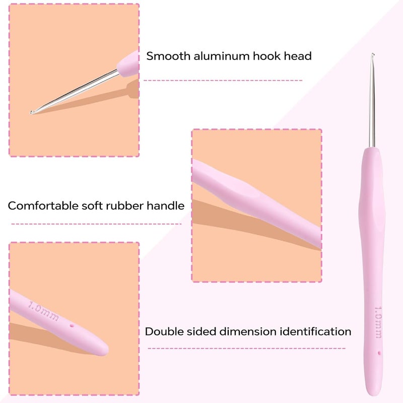 Gerute Small Size Crochet Hook Lace Crochet Needle, 1mm Crochet Hook, Ergonomic Crochet Hooks，Embroidery Thread Knitting Weaving Tool (1 mm) - Image 3